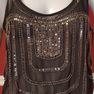 Black and silver sheer guess top